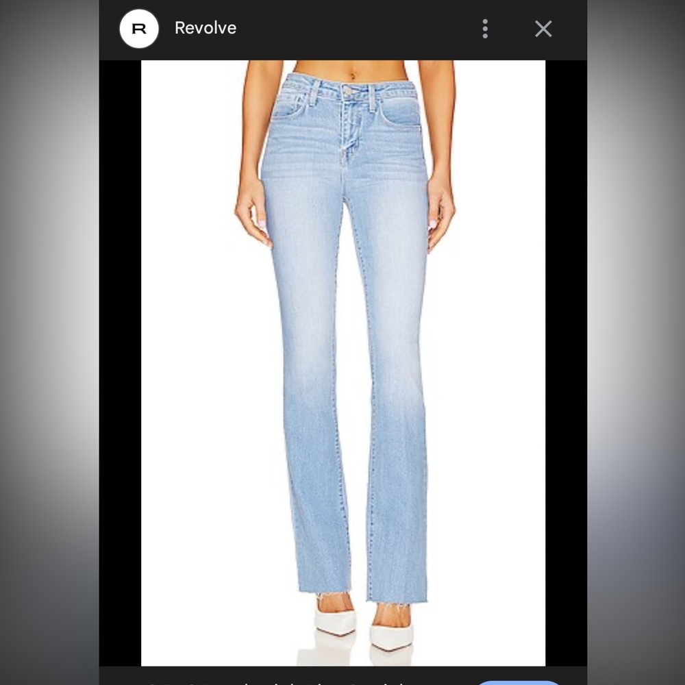 L'AGENCE revolve Light Blue Flareโ Jeans Ruth high rise straight Omaha denim